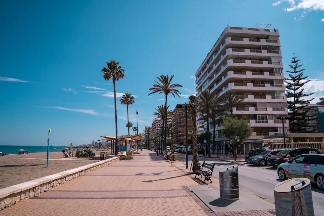 The central costal promenade (Paseo Maritimo) in the Costa del Sol resort town of Fuengirola, on a quite summer afternoon (spain.